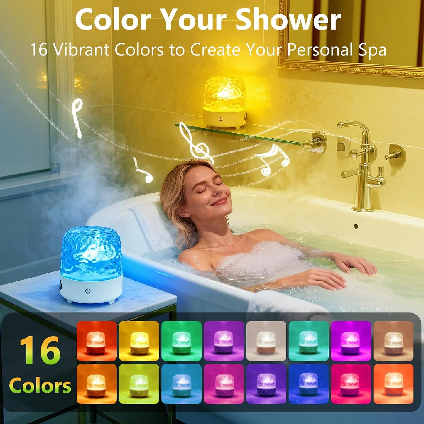 Lámpara ducha spa Bluetooth 16colores inalámbrica