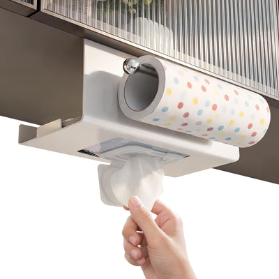 Soporte 2 en 1 para toallas de papel con dispensador de metal