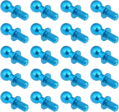 20 Pzas Cabeza Bola Aluminio Azul M3 para Coche RC Ta-Miya