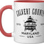 Taza cerámica diseño faro Calvert County Maryland roja/blanca