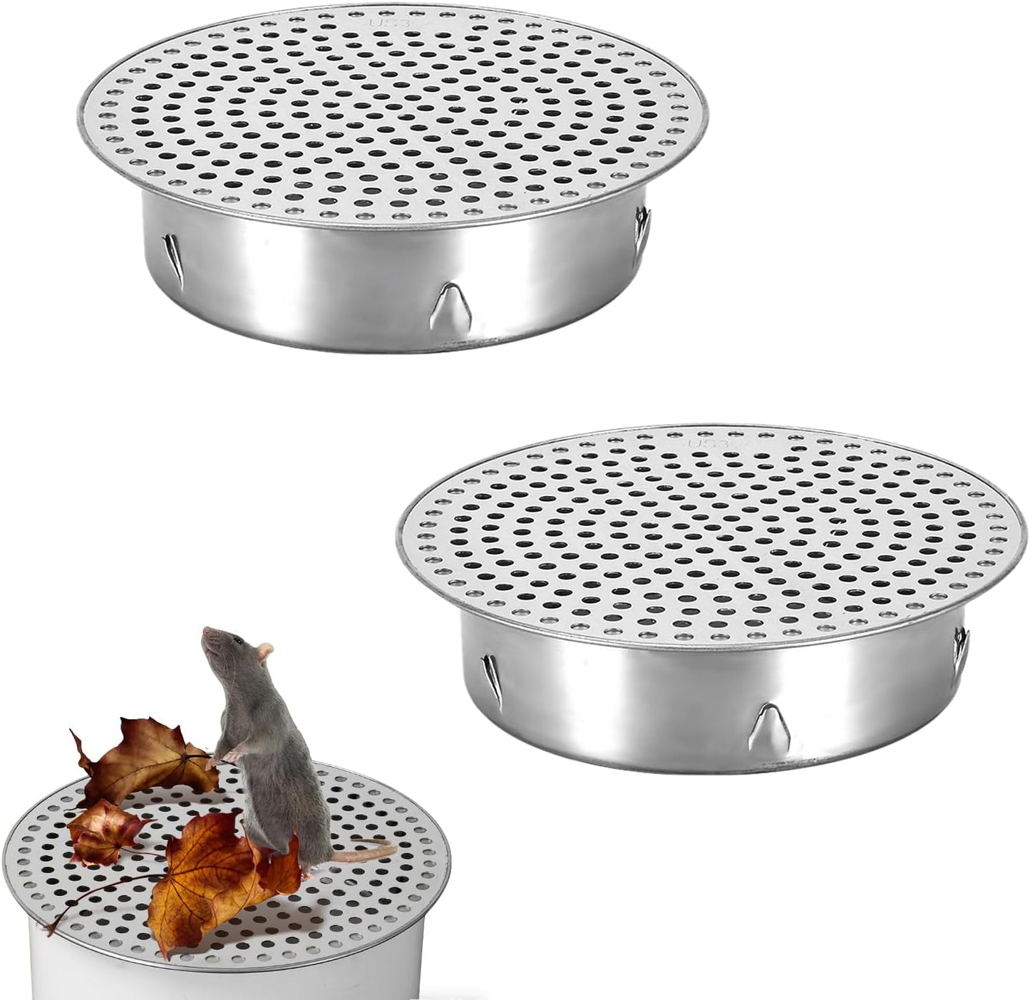2 Tapos PVC 4pulg para Ventilación Tapa Malla Acero Inox