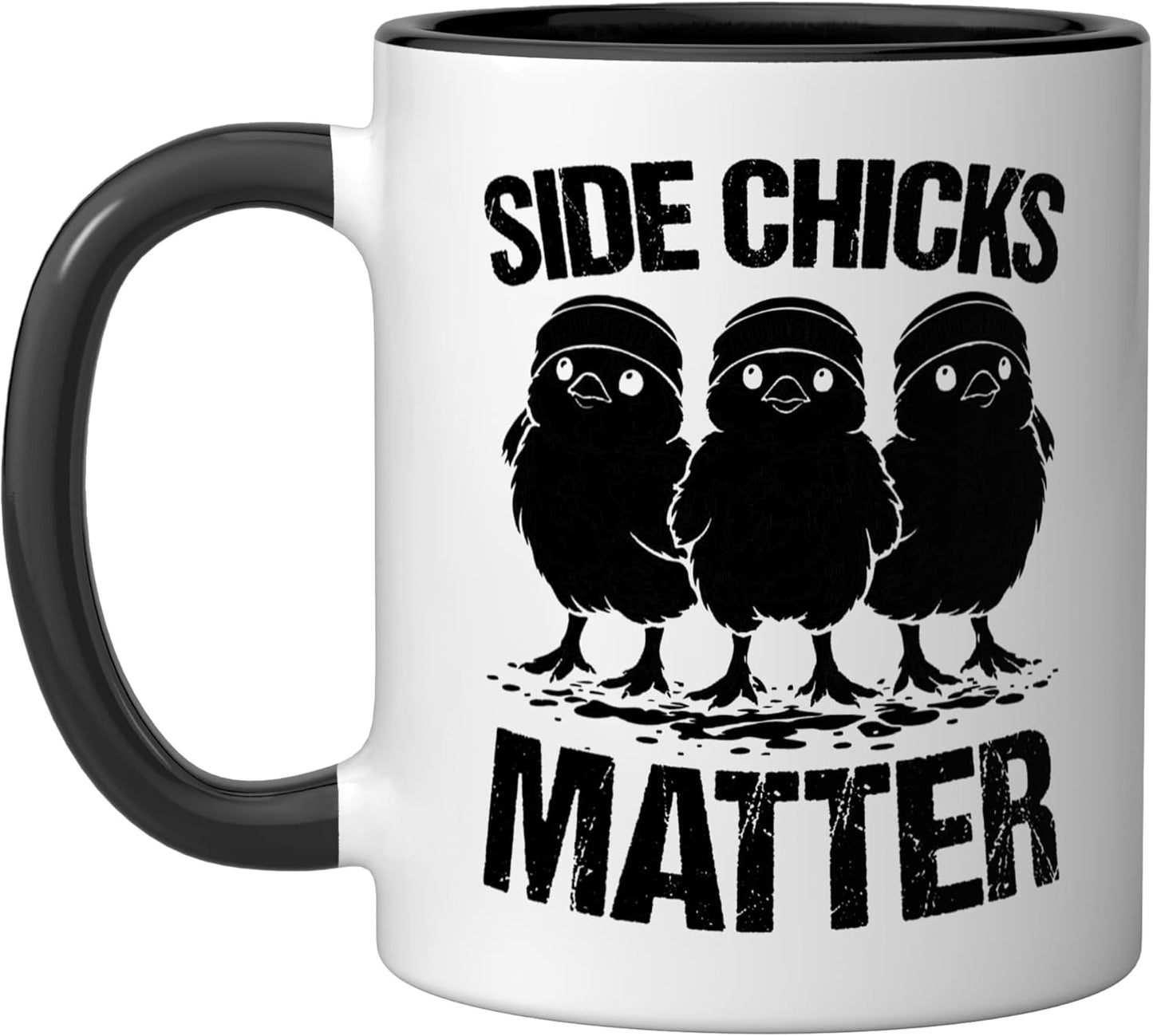 Taza cerámica Funny Mud Girl Run Side Chicks Matter Negro/Blanco