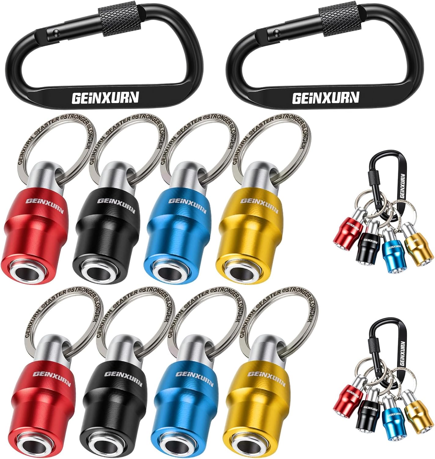 8 Llaveros Soporte Puntas Hex 1/4 Pulg Con Ganchos