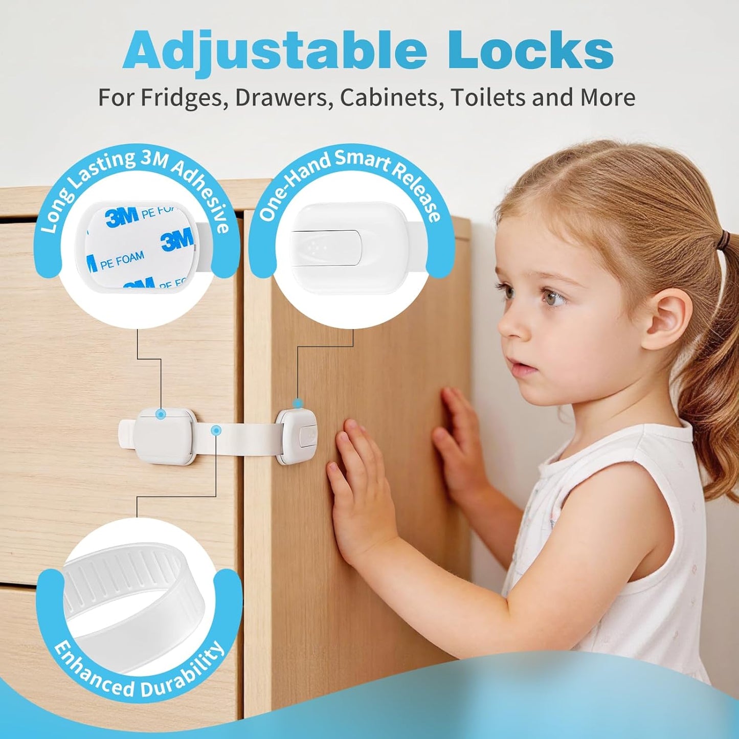 Kit seguridad infantil para armarios cierres ajustables