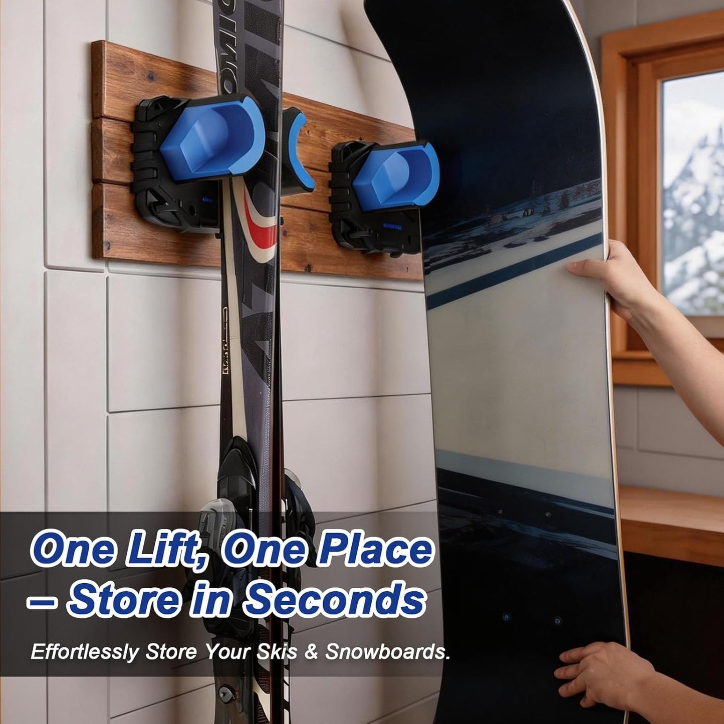 Soporte pared esquí snowboard antideslizante 25lb