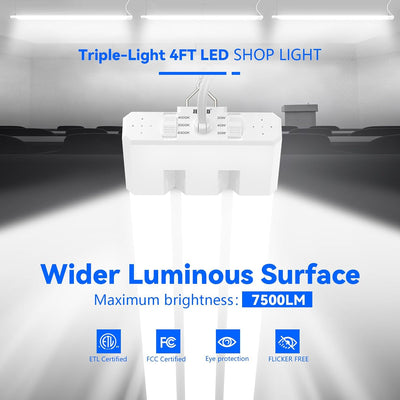 Luces LED tienda 4ft 3CCT 30-50W 7500lm enlazable garaje