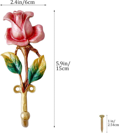 Ganchos pared rosa vintage comp 2 metal floral para colgar
