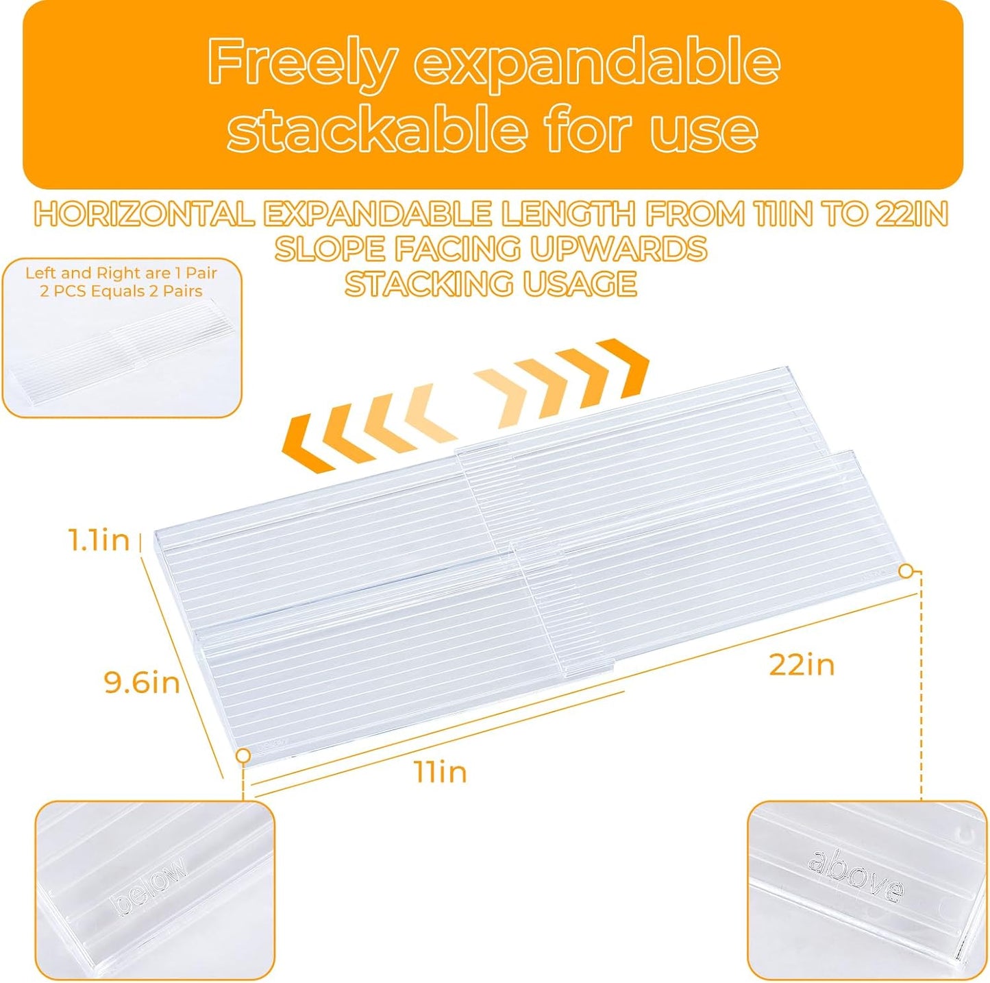 Organizador acrílico para especias 4 niveles expandible 11-22 pulgadas