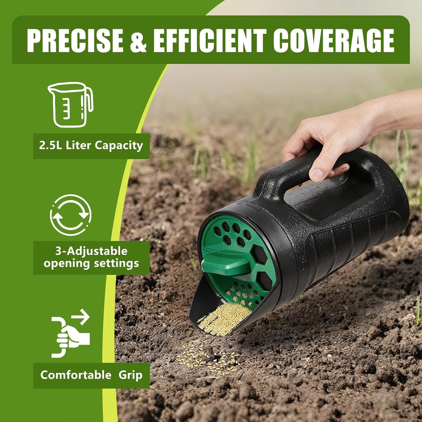 Agitador semillas mano 90oz multiusos fertilizantes césped