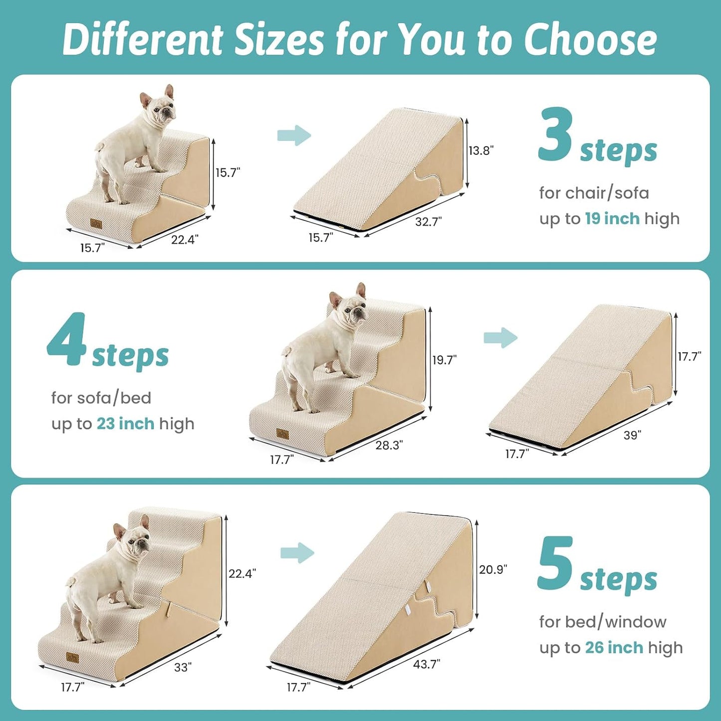Escaleras 2en1 para perros pequeños y gatos 15.7pulg