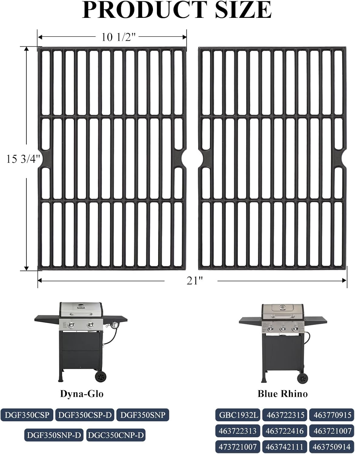 Rejillas parrilla gas Dyna Glo 15.5x21pulg
