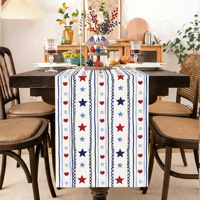 Camino mesa patriótico 13x72pulg estrellas rojas y azules