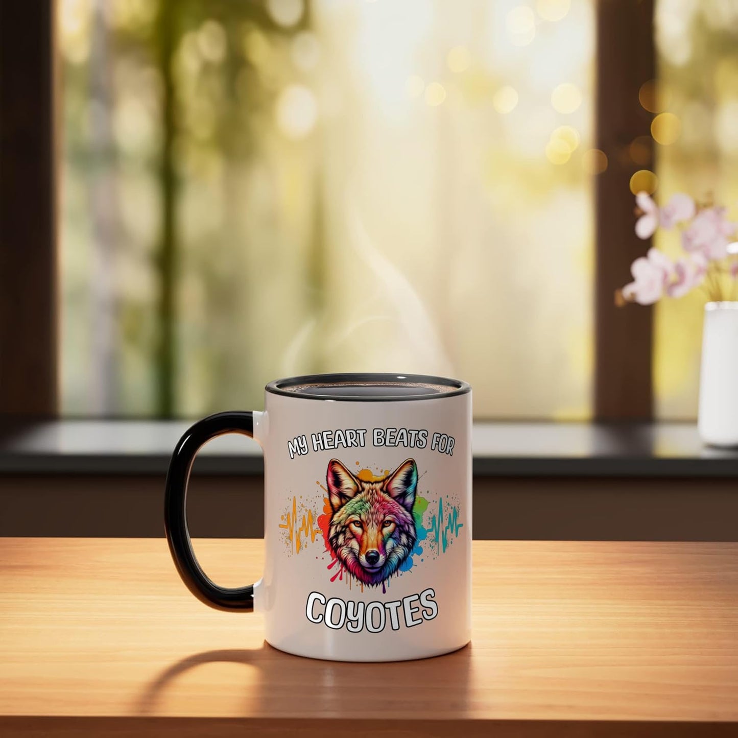 Taza cerámica Coyote ECG negra/blanca