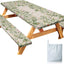 Mantel de picnic con fundas de banco impermeable 72 pulgadas verde botánico