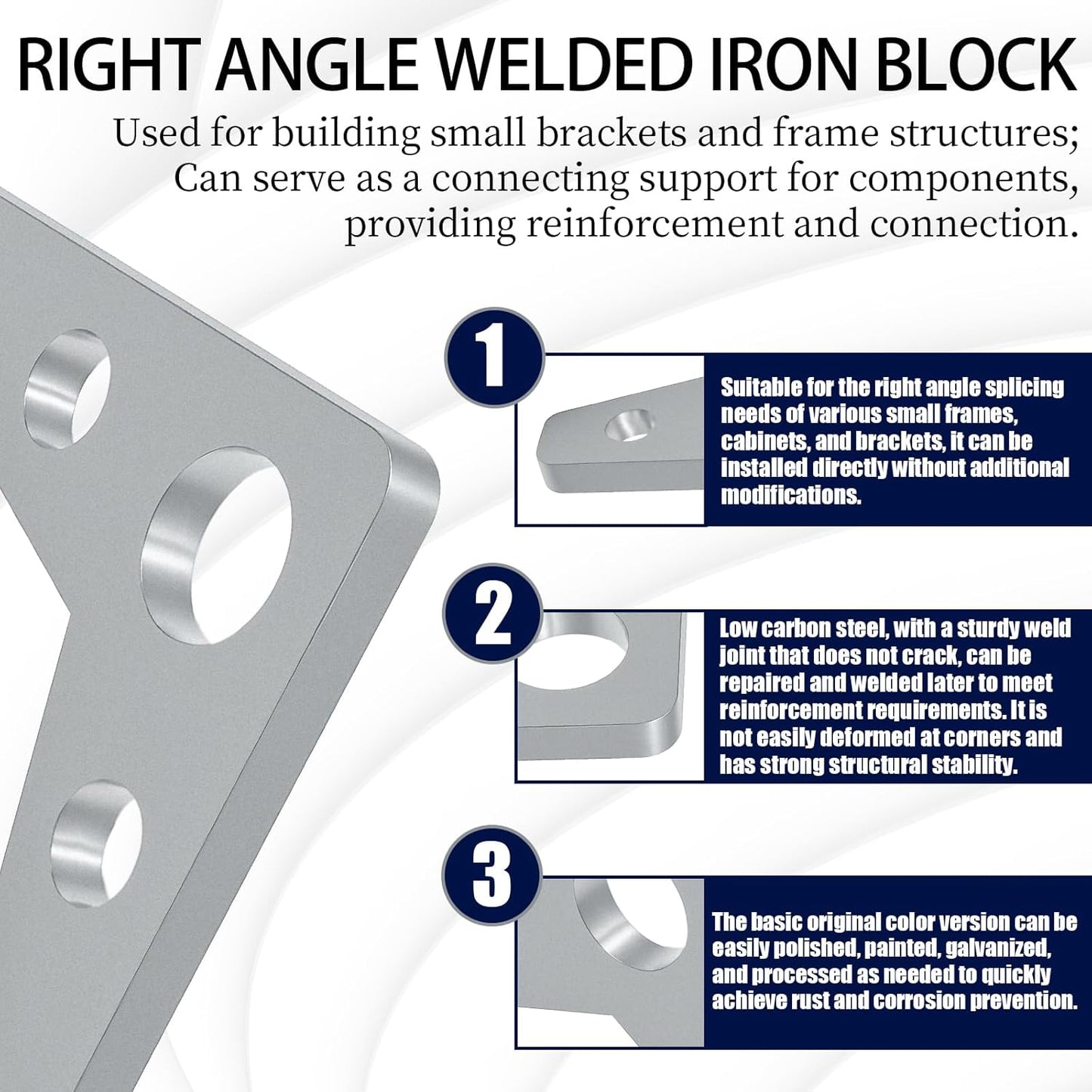 Pack 4 placas acero soldado 3x3pulg soporte triangular galvanizado