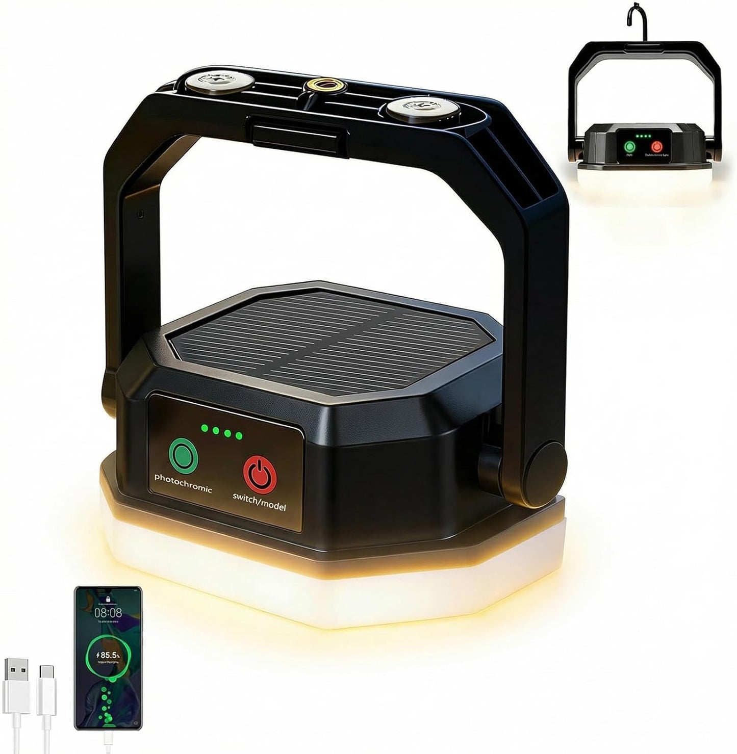 Linterna solar 4000 lúmenes 6600mAh base magnética IP65