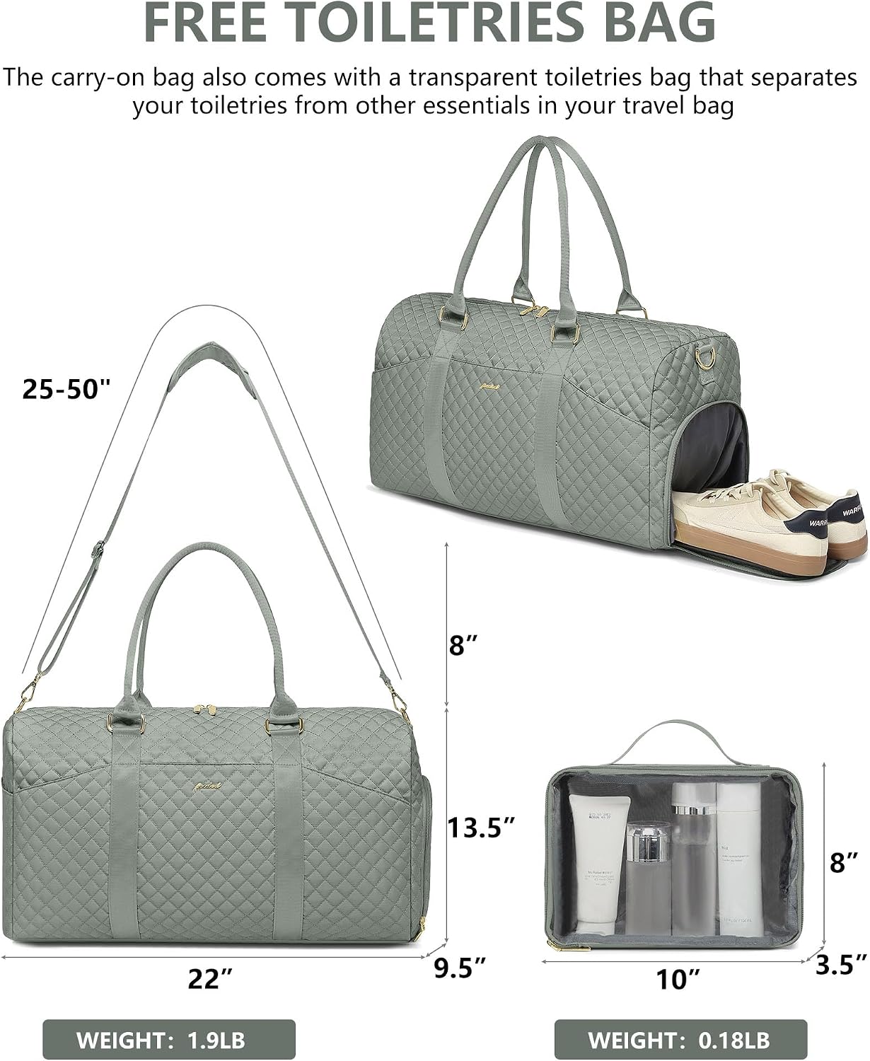 Bolsa viaje Weekender mujer verde extra grande