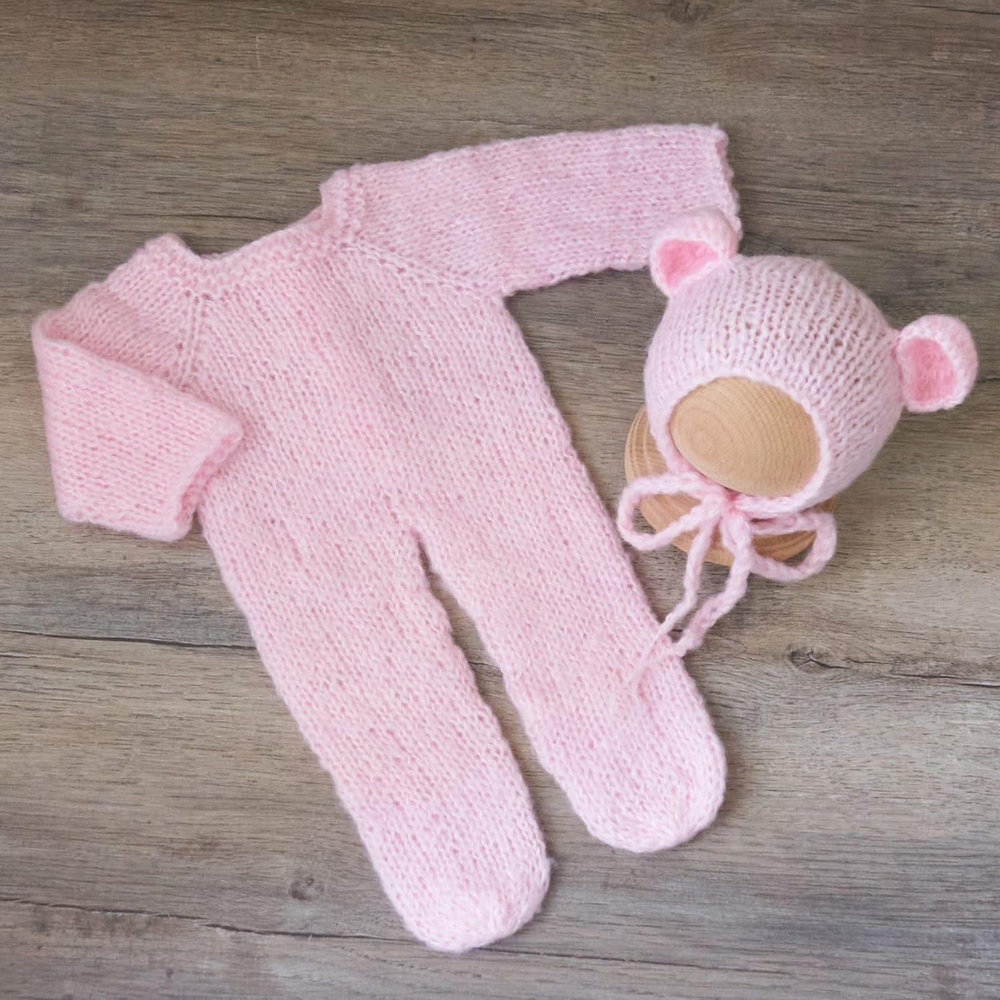 Conjunto ganchillo bebé recién nacido gorro y mameluco