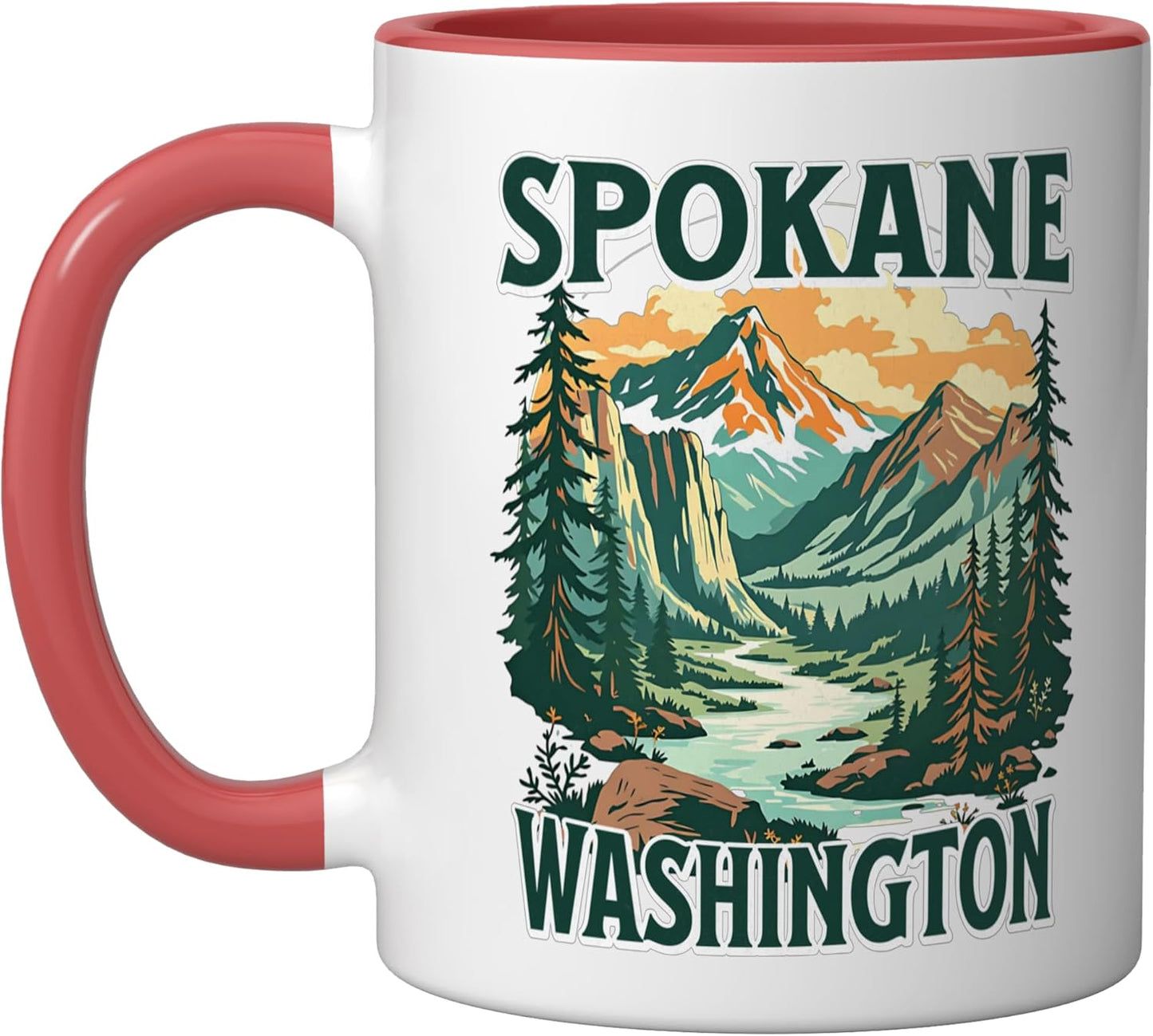 Taza cerámica Spokane roja/blanca