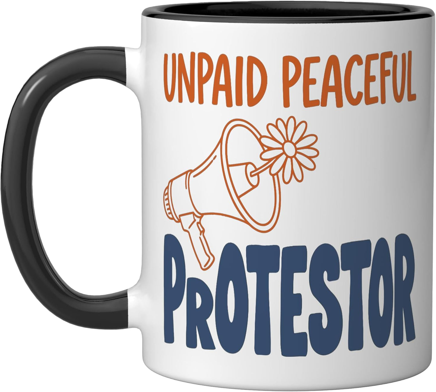 Taza de cerámica Unpaid Peaceful Protestor negra/blanca