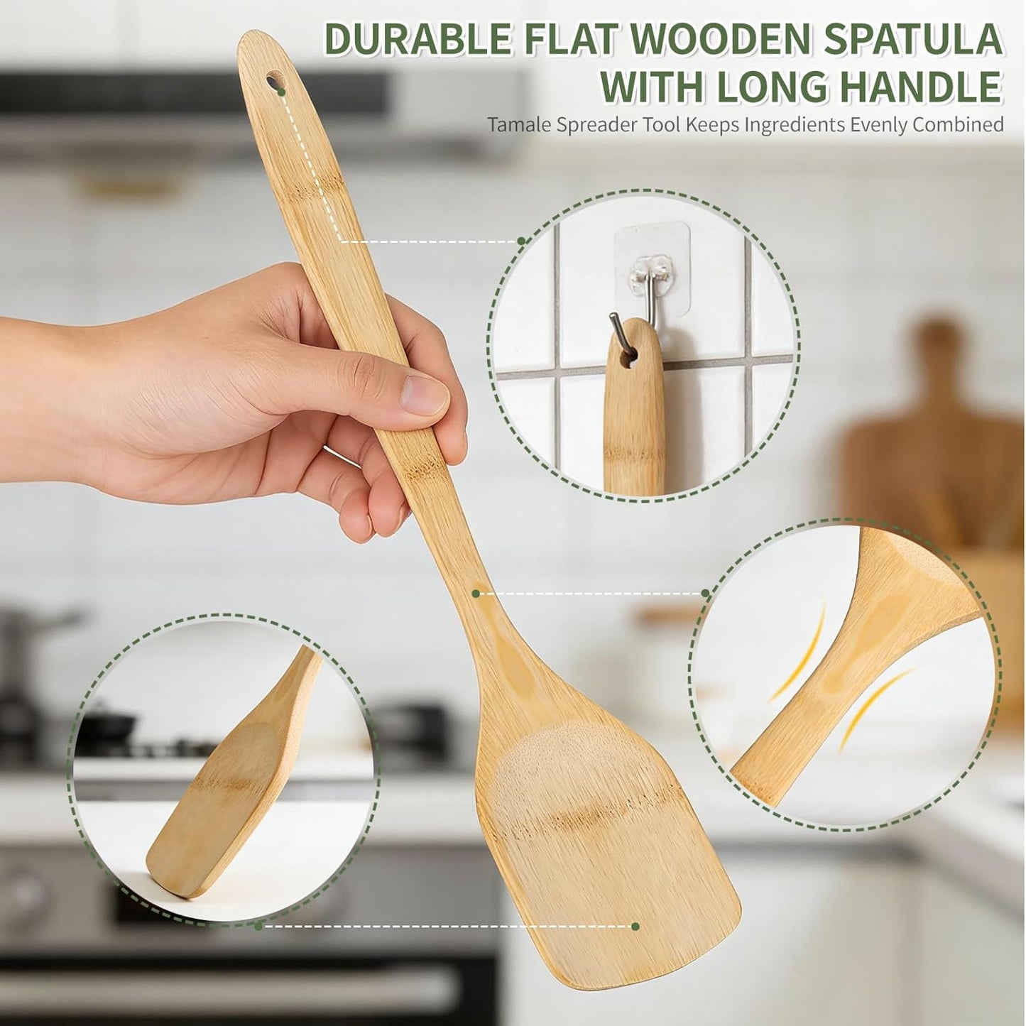 Espátula madera para tamal masa y harina de maíz