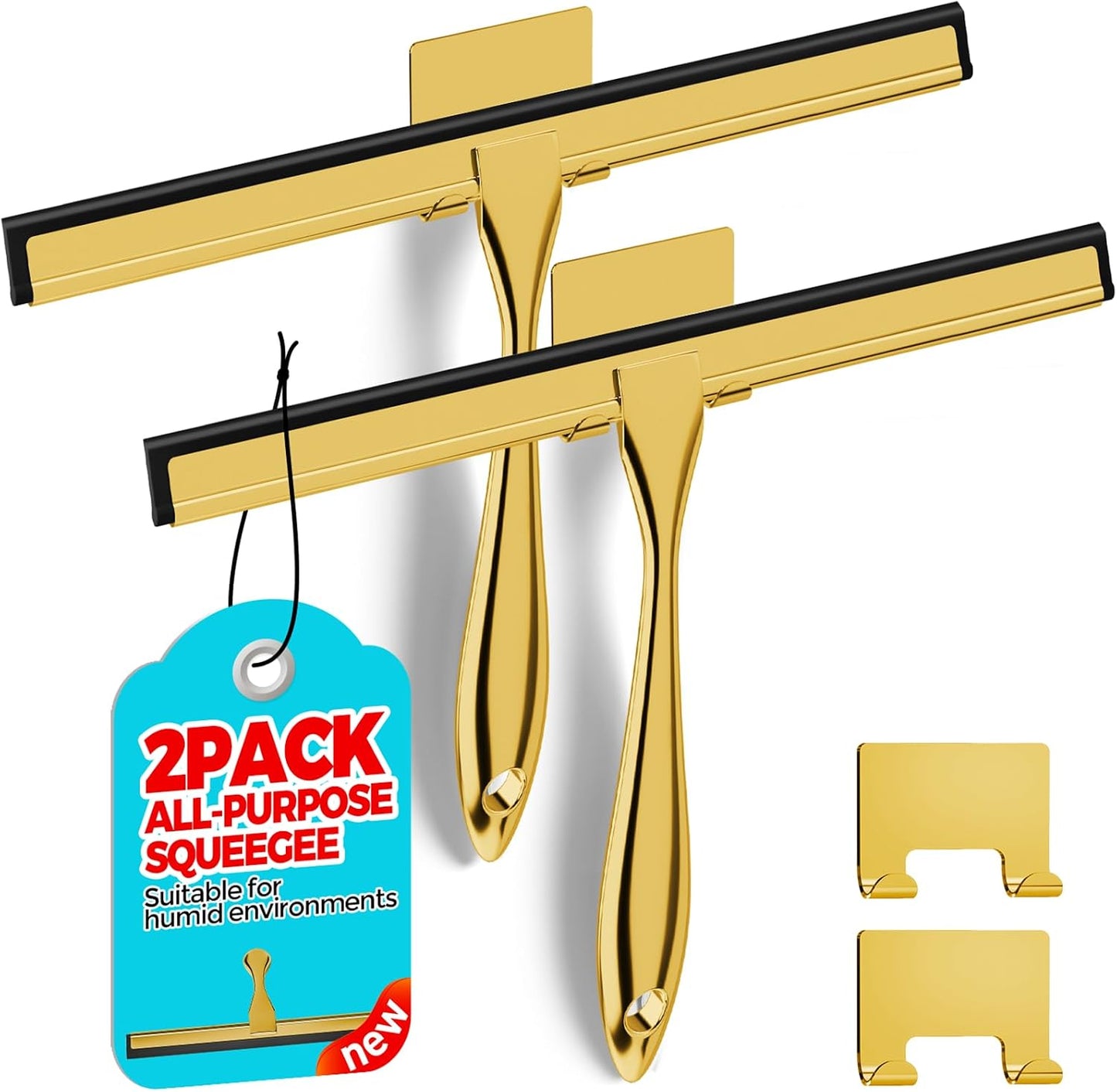 2 Escobillas ducha multiusos doradas 12pulg para baño y auto