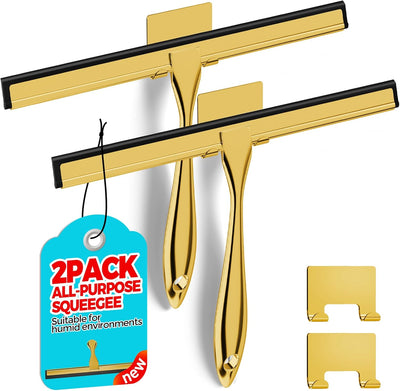 2 Escobillas ducha multiusos doradas 12pulg para baño y auto