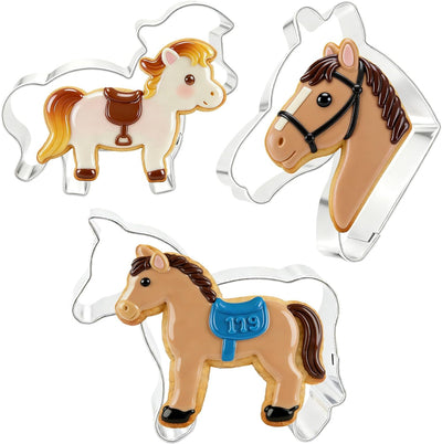 Juego de cortador de galletas de caballo de acero inoxidable 3 piezas
