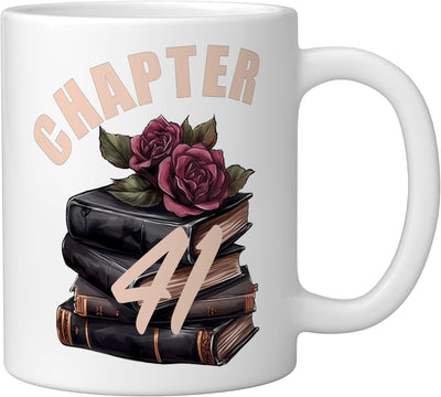 Taza cerámica para amantes de libros mujer cumpleaños 41
