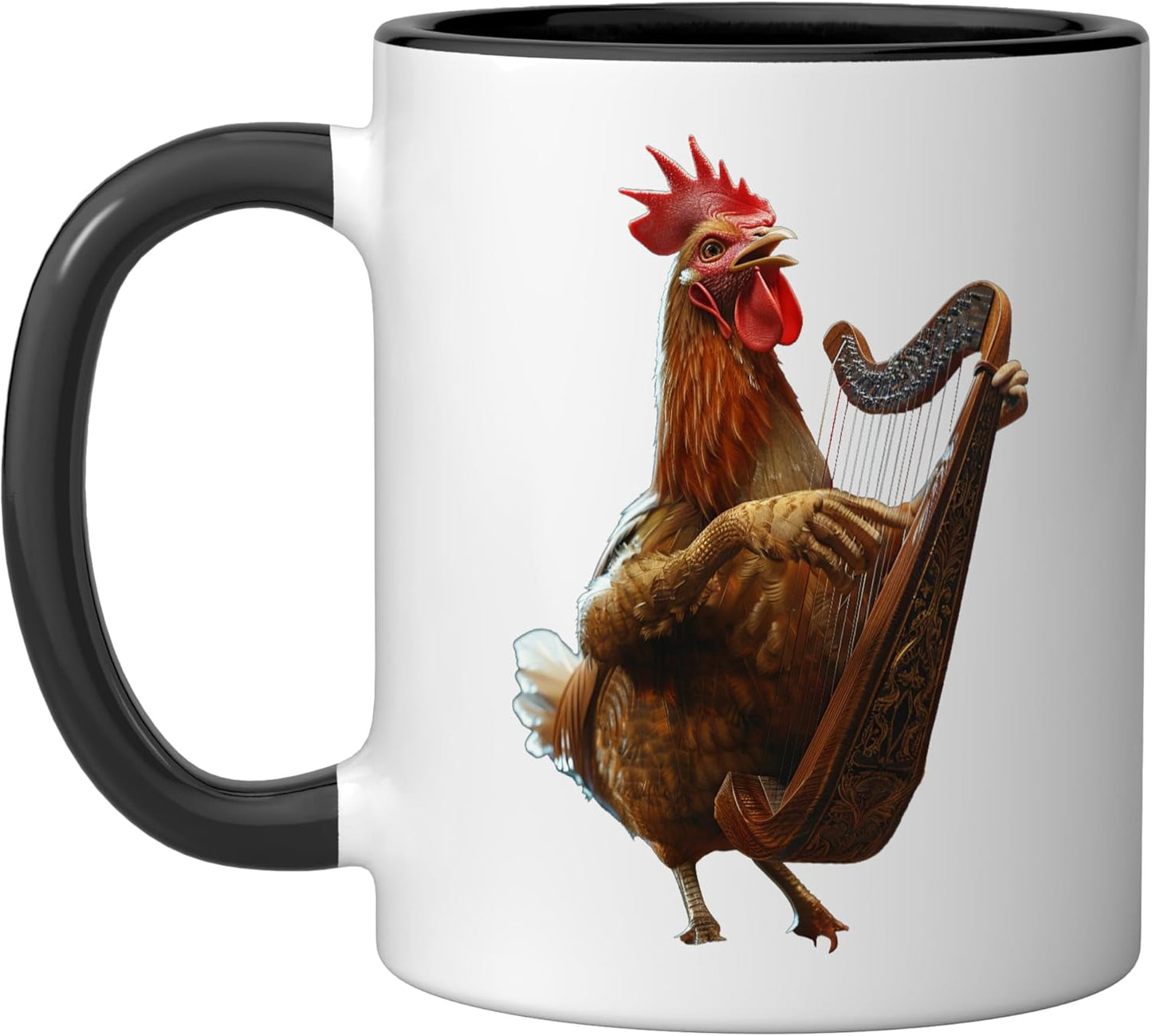 Taza cerámica Harp Chicken negra/blanca