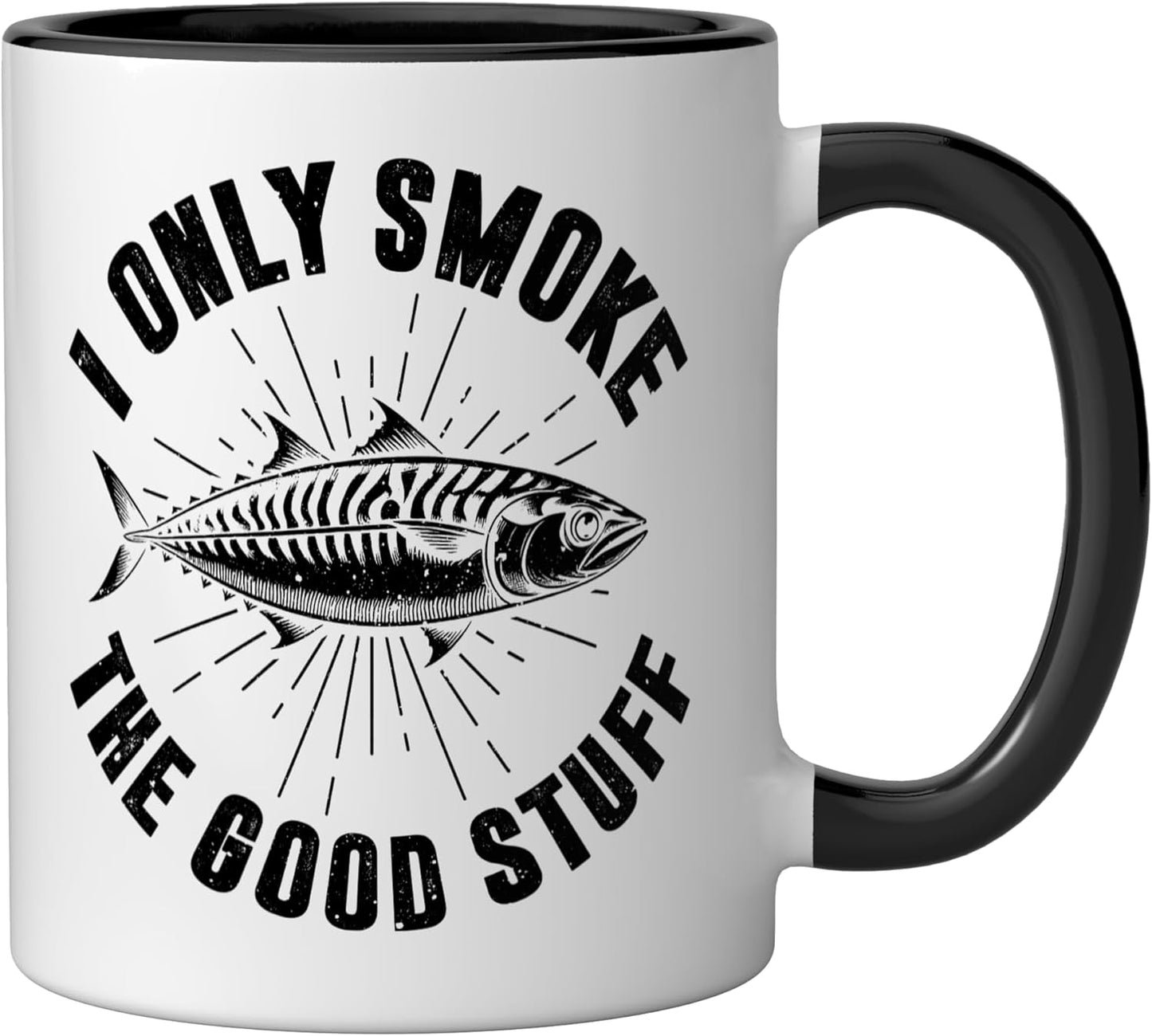 Taza cerámica para pesca de mackerel negra/blanca