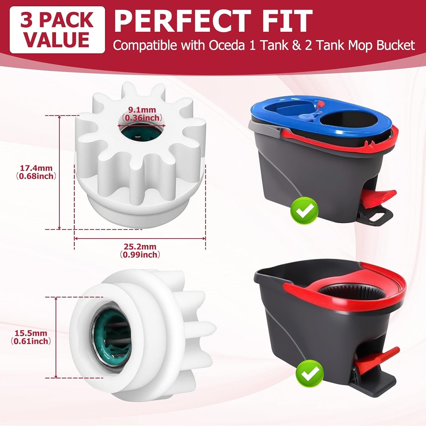 Kit 3 rodamientos para cubo fregona OCedar Easywring