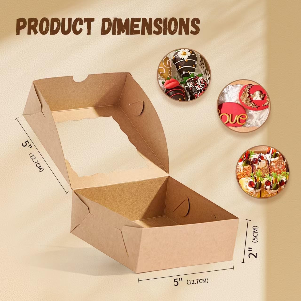 Pack 24 Cajas 5x5pulg para Fresas Chocolates