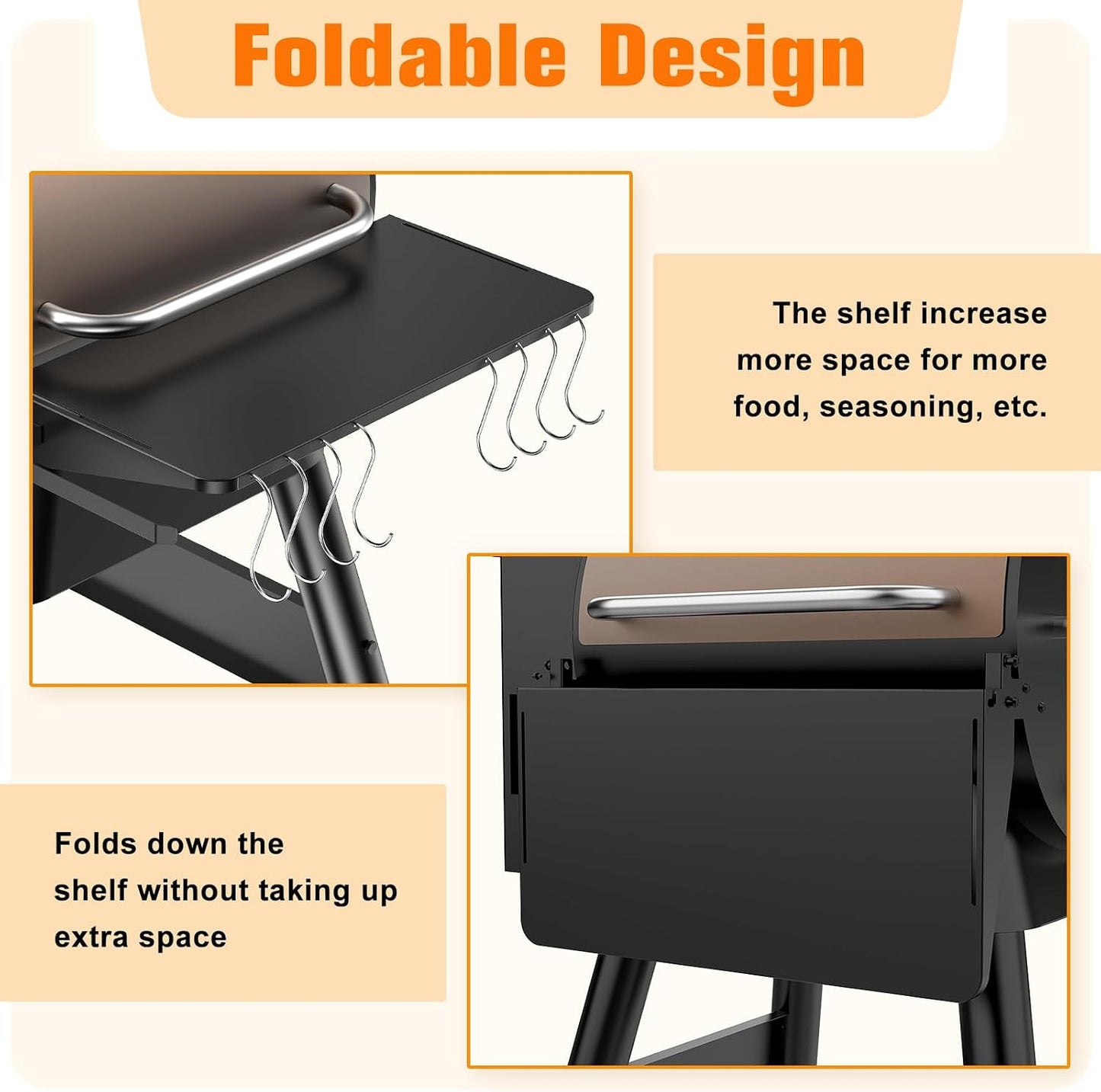 Estante frontal Traeger con ganchos y soporte papel