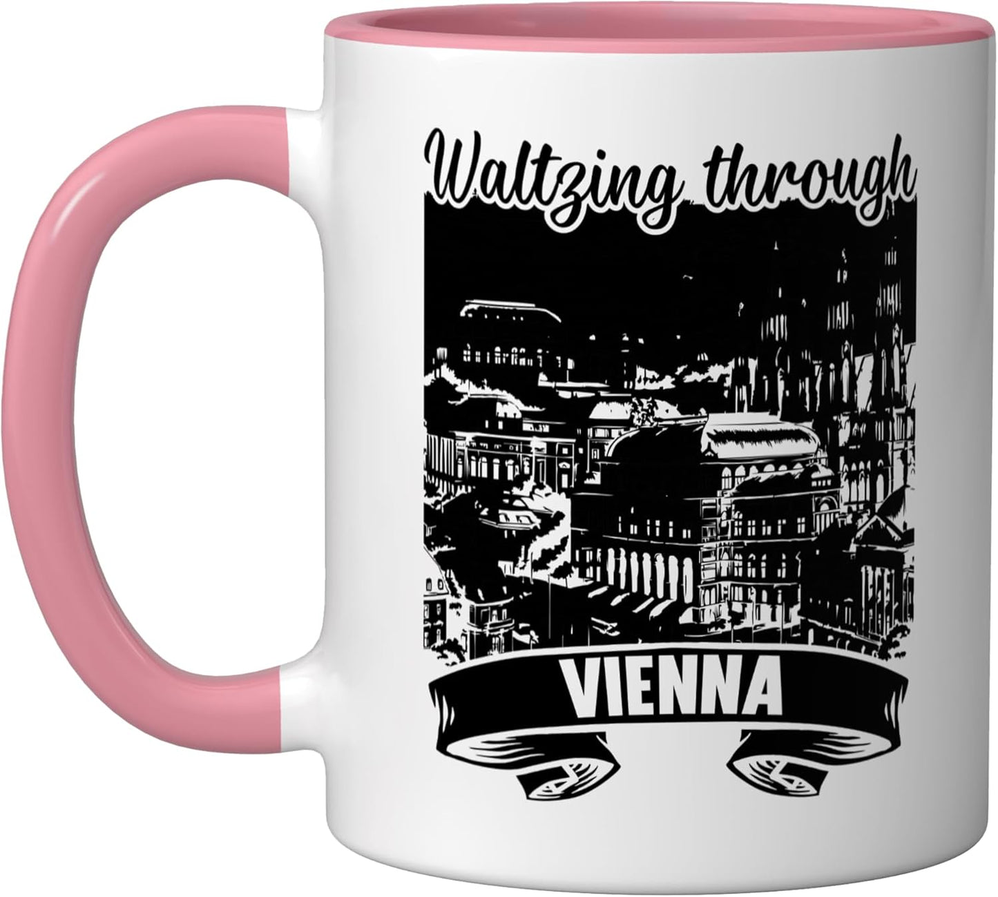 Taza Cerámica Austria Viaje Rosa/Blanco
