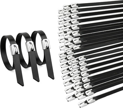 100 Bridas Acero Galvanizado Negro 11.8pulg Resistentes Exteriores