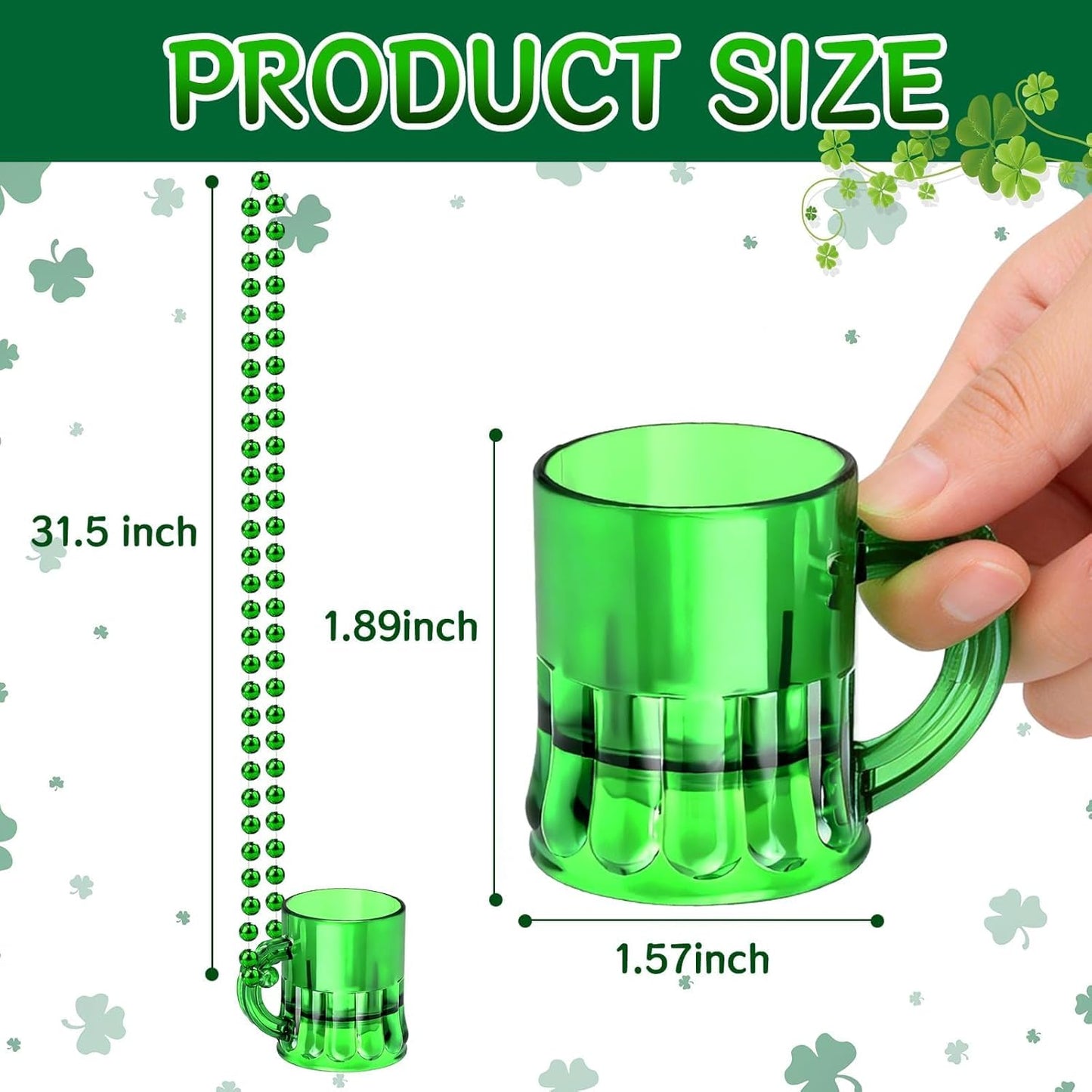 24 Collares Vasos Verdes San Patricio Decoración Fiesta
