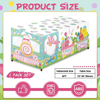Mantel de tren de gnomo de Pascua 6 pies decoración mesa rectangular