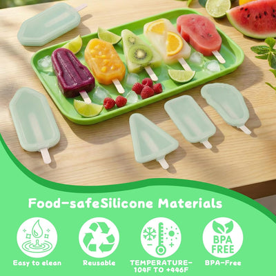 5 Moldes Silicona Paletas Helados Congelador Fácil Liberación