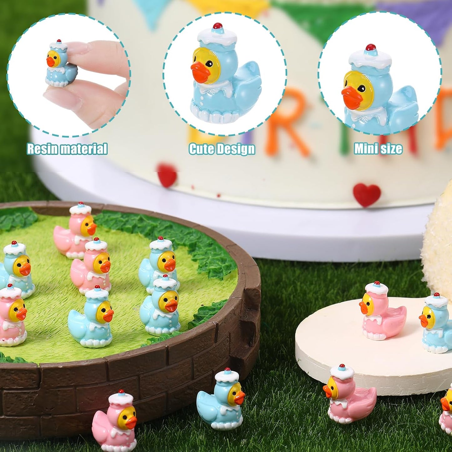 30 Pzas Patos Resina Mini para Regalos Cumpleaños