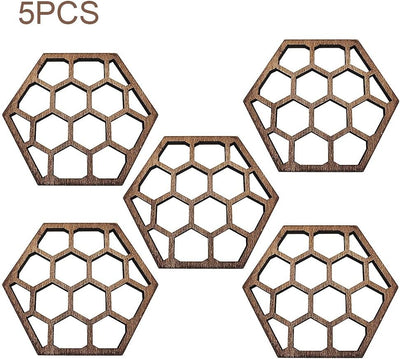 10 posavasos de madera huecos hexagonales con diseño de panal de abeja para decorar