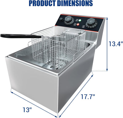 Freidora eléctrica acero inox 11 L control temperatura