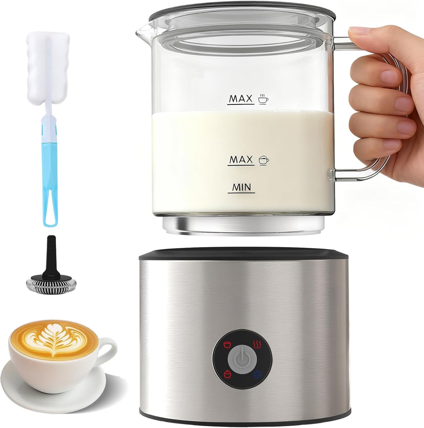 Espumador leche eléctrico 4en1 apto lavavajillas 16.9oz