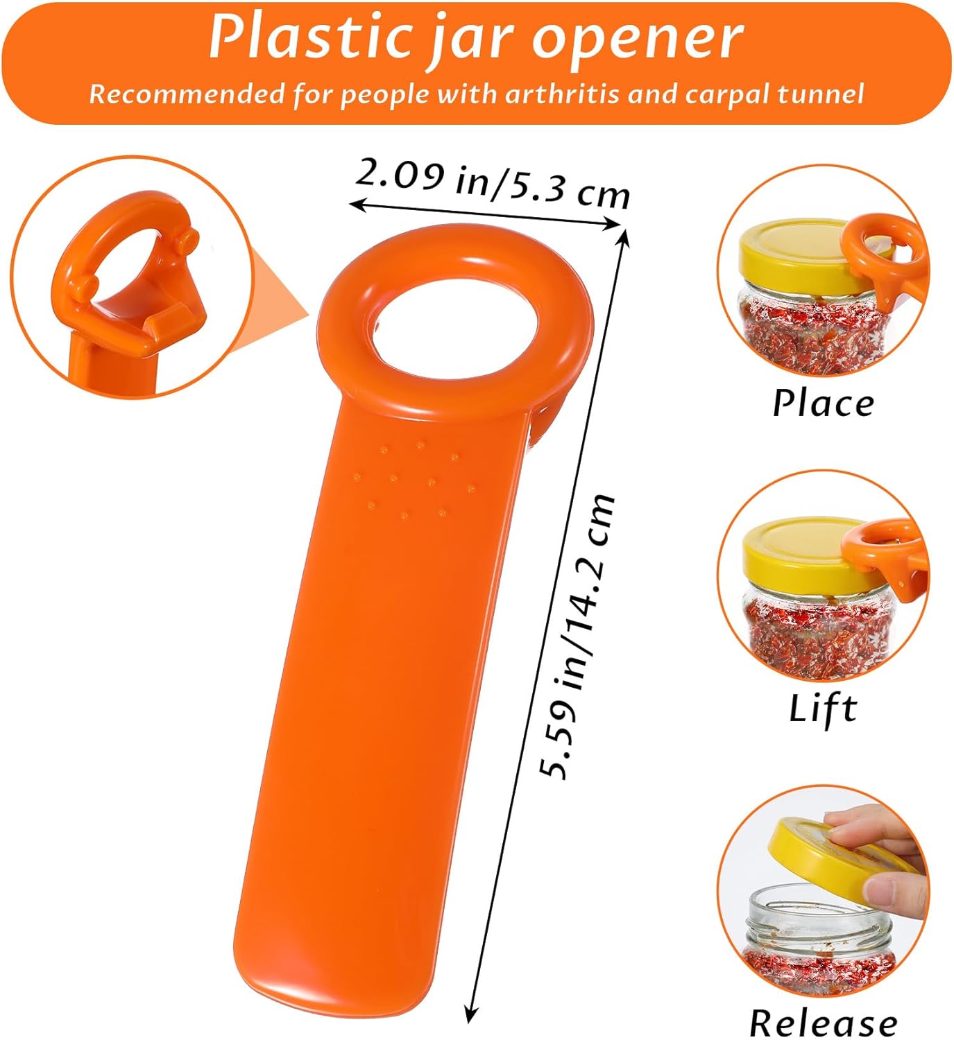 Abridor de frascos de plástico con agarre para manos débiles