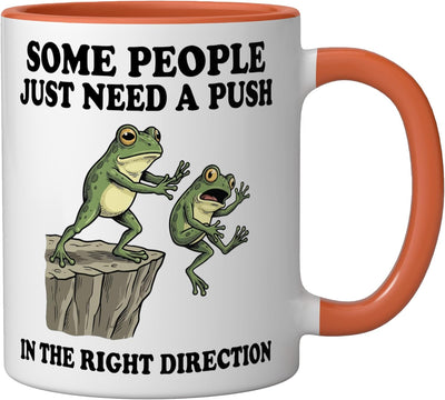 Taza Cerámica para Empujar en la Dirección Correcta Naranja/Blanco