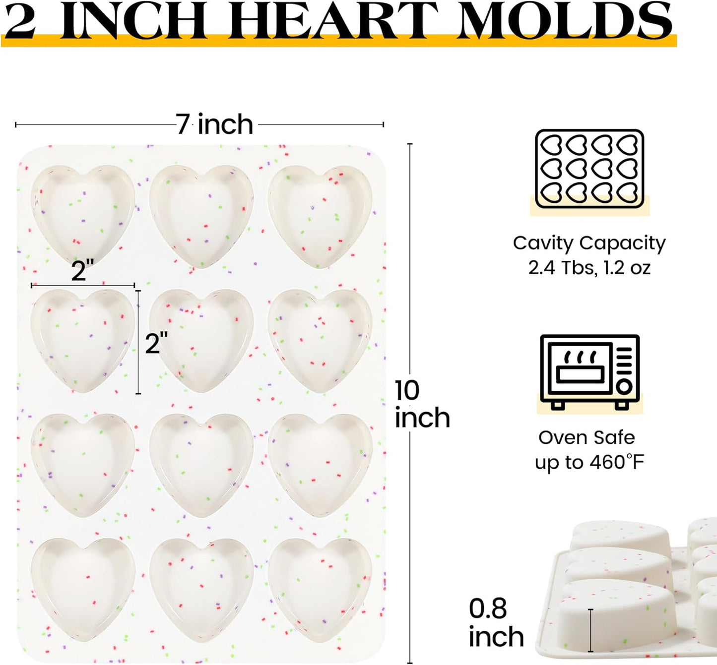 Molde de silicona con forma de corazón antiadherente sin BPA para gomitas y caramelo