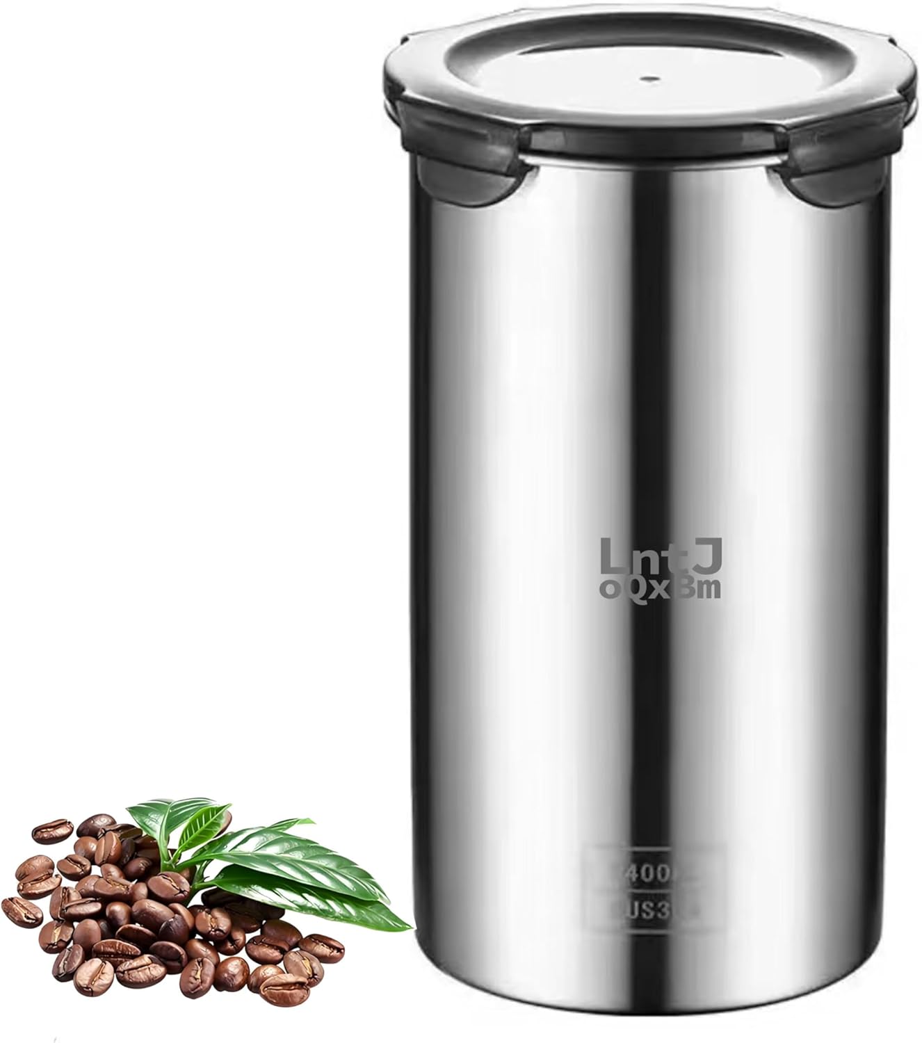 Recipiente café acero inox con tapa transparente hermético