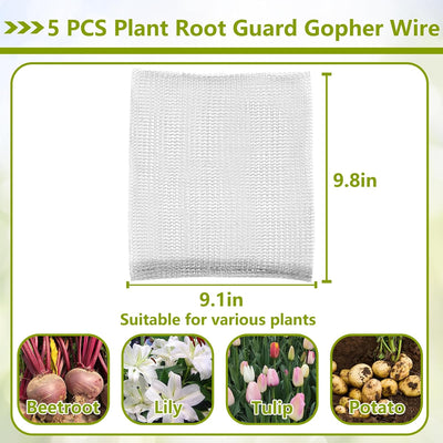 Protector raíces plantas alambre anti-tuzas 5pzas acero inox