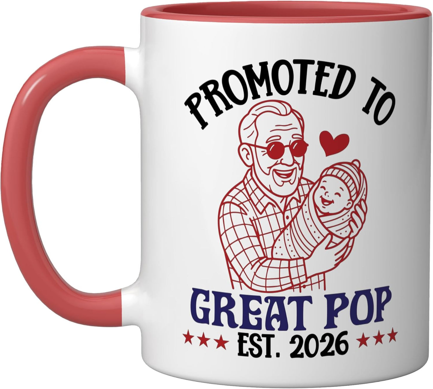 Taza cerámica abuelo y nieto rojo/blanco