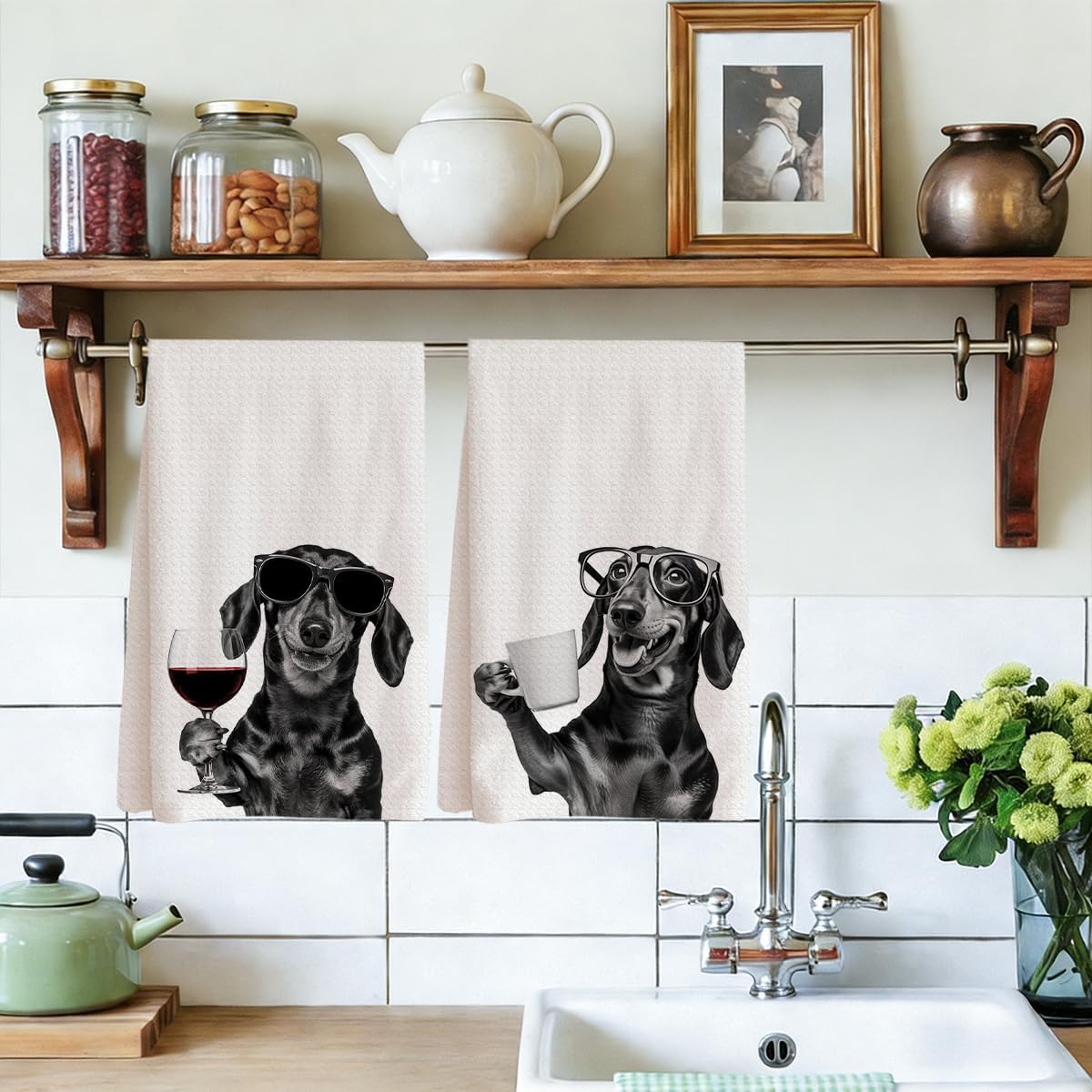 Toallas cocina perro salchicha reutilizables regalo mamá